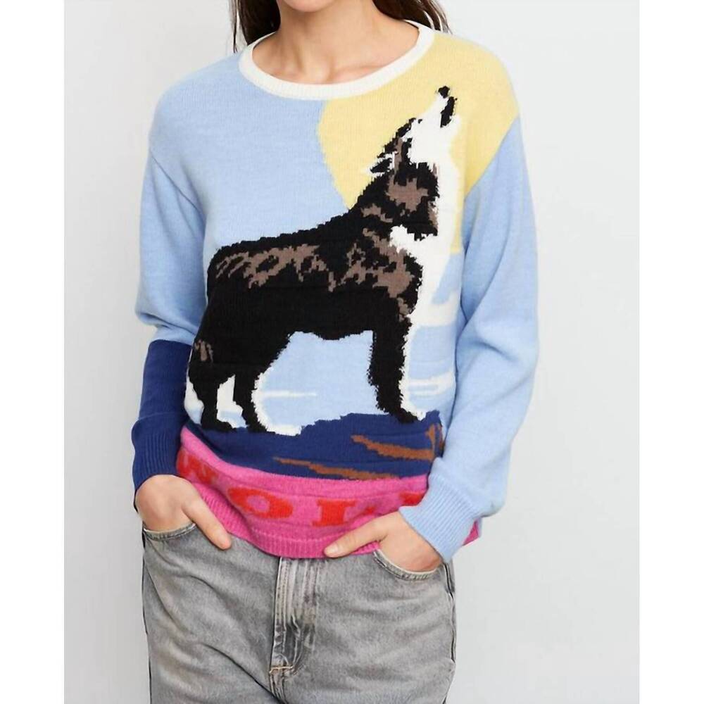 NEW ALDO MARTINS etna wolf sweater in light blue